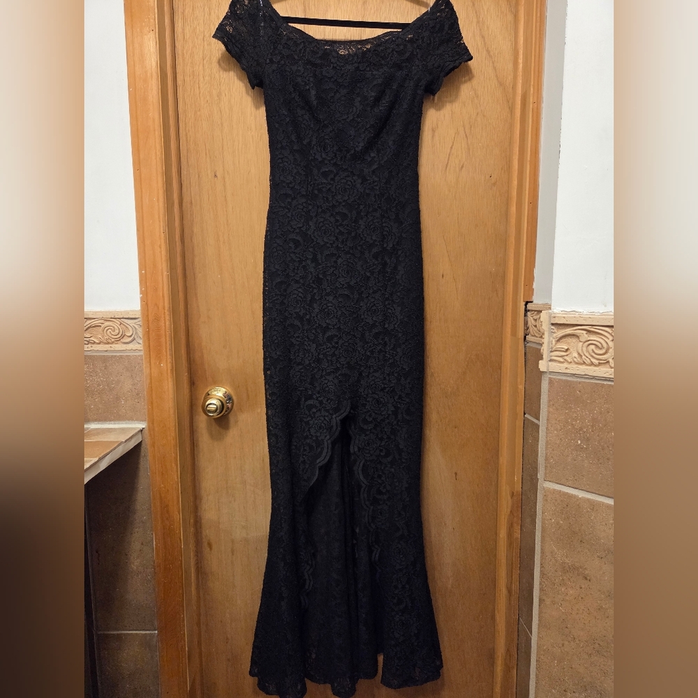 Lacey Front Slit Gown